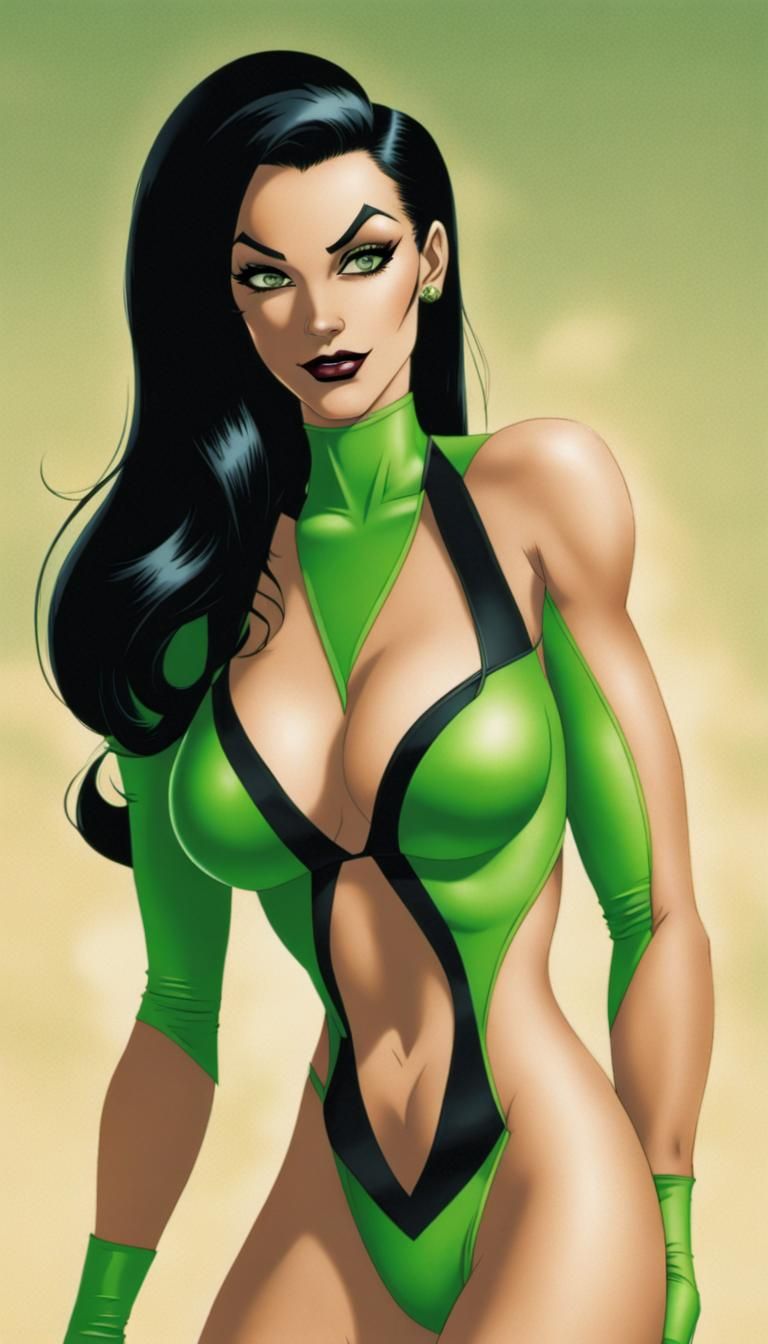 Shego as a 1990's pinup in a bikini