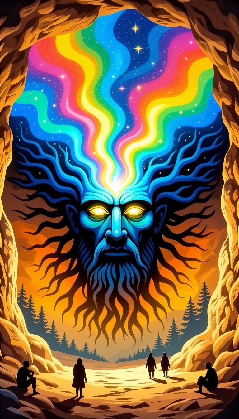Lascaux Style Cave Art of Mystical Nature Entity