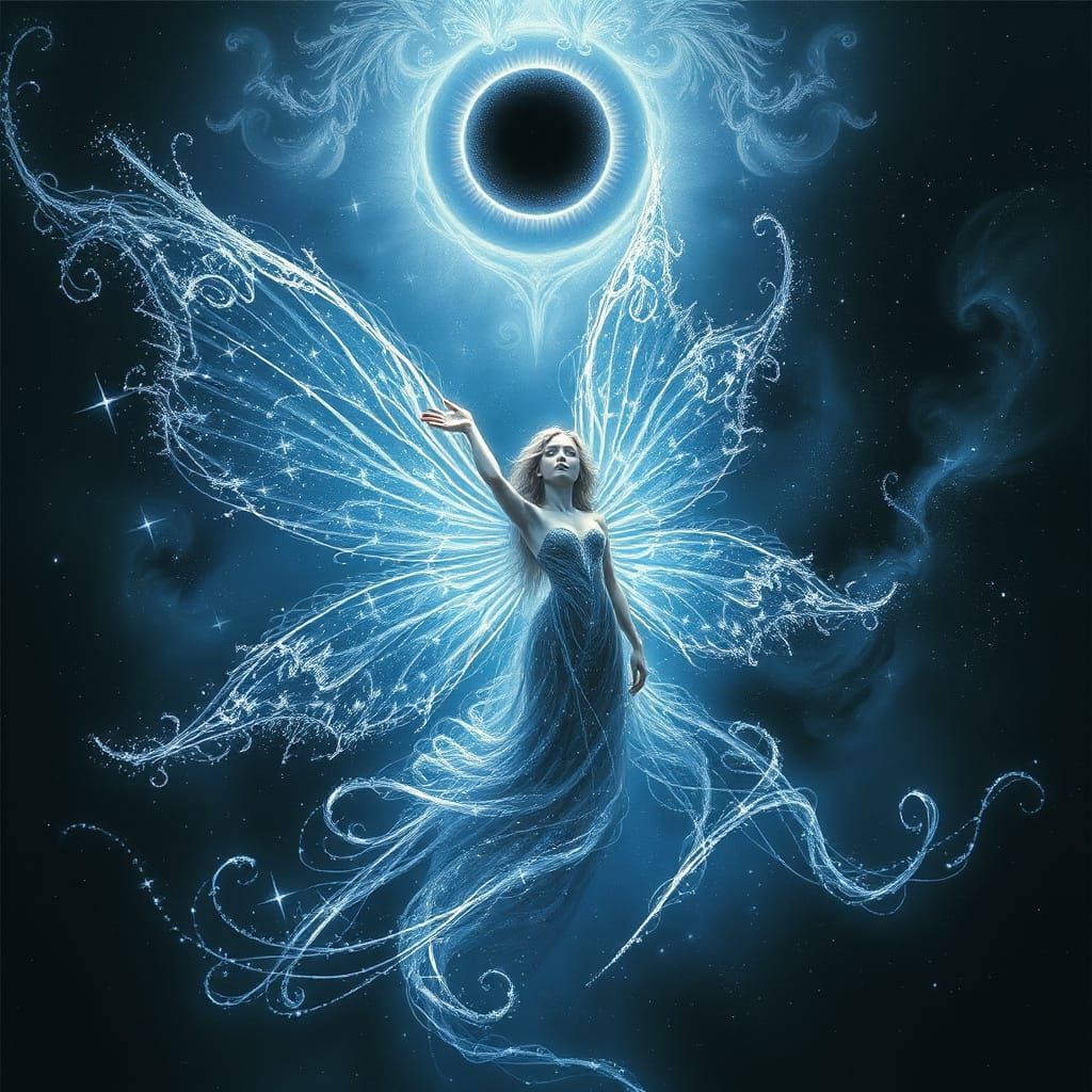 Starlight Fairy Dwelling in Nebula as Dark Fantasy Art