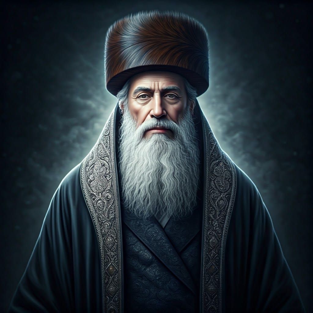 Calm Authority: Ultra-Orthodox Hasidic Figure in Elegant Rob...