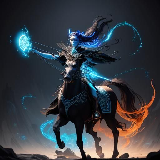 Elegant Centaur Archer in Luminescent Kimono