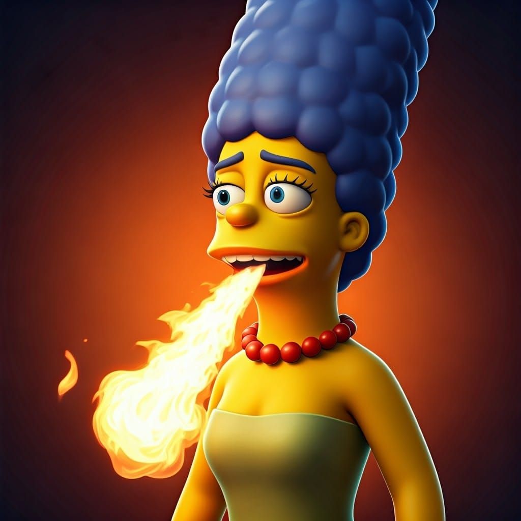 Marge Simpson Unleashes Fiery Fury in Vibrant Concept Art