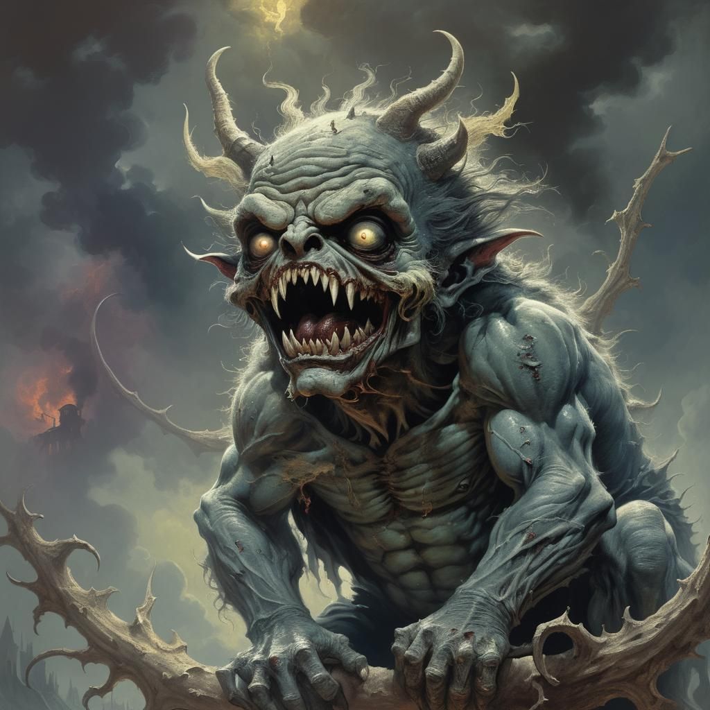 Terrifying Demon in Gothic Horror Style