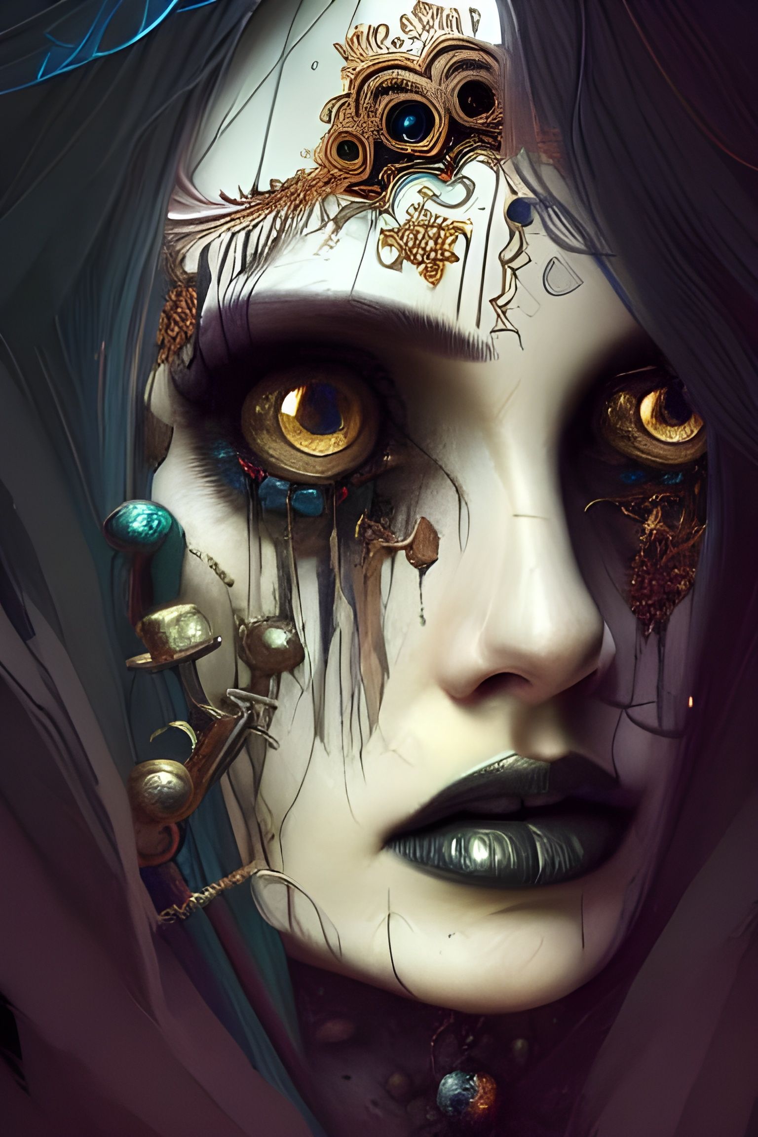 Goddess of Death Portrait with Bone Decorations