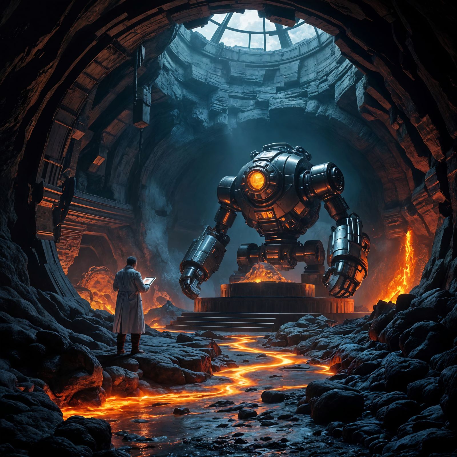 Volcanic Island Lair with Mad Scientist and Automaton