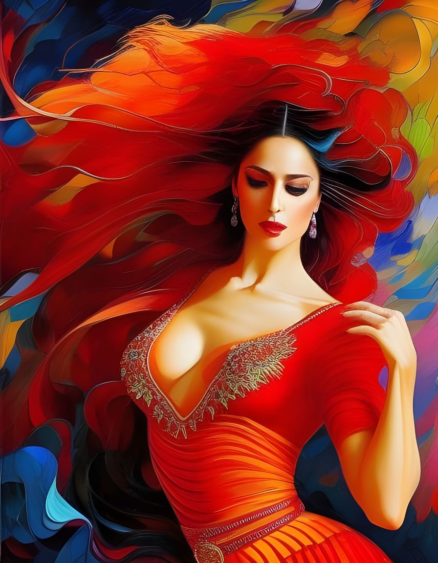 Vibrant Flamenco Dancer in Retro Art Deco Style