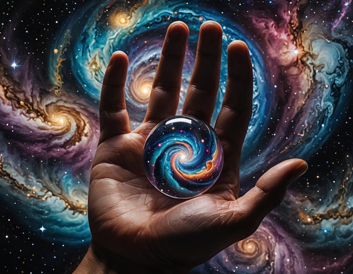 Swirling Galaxy Contained Within Translucent Marble