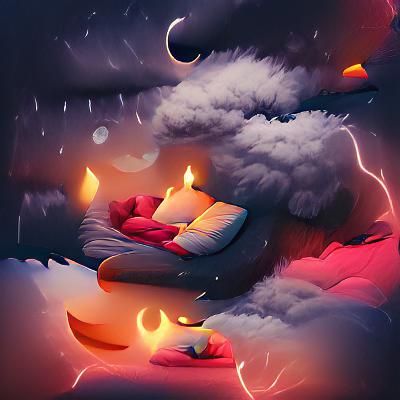 Cozy Fireplace Against a Stormy Night