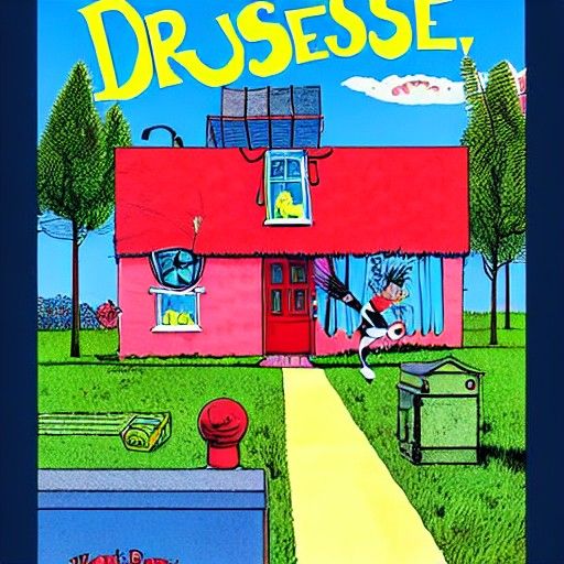 Whimsical Meth House Illustration in Dr. Seuss Style