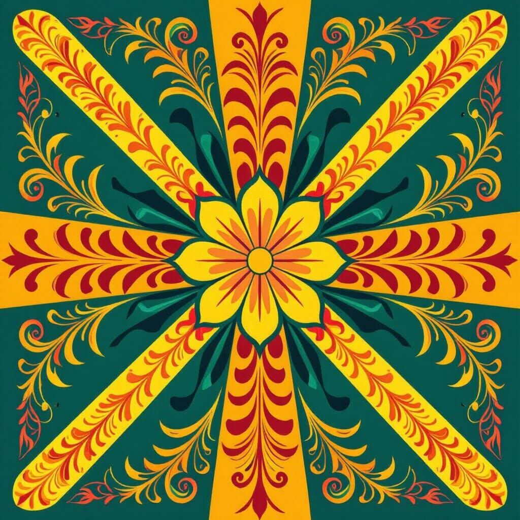 Oceanic Nation Flag with Indigenous Cultural Elements