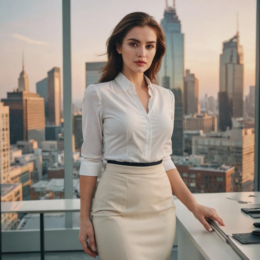 Elegant Woman in Modern Office Setting