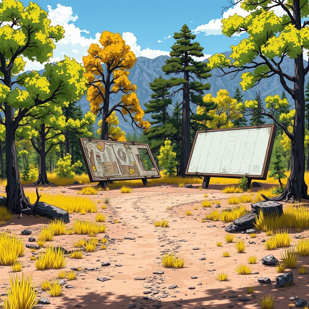 Eerie Post-Modern Dystopian Landscape in Anime Style