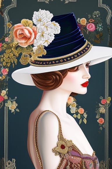 Retro Girl in Lace: An Art Deco Portrait