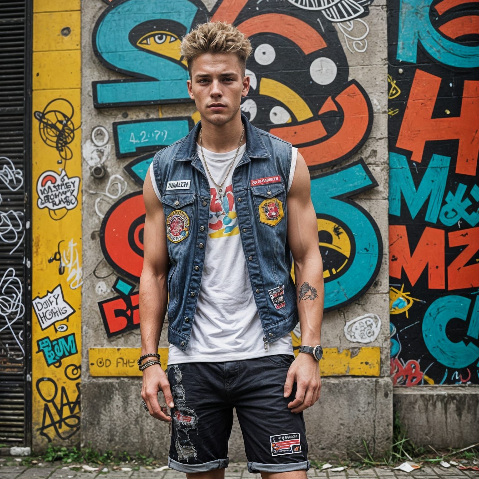 Youthful Graffiti Artist Stands Outside His Workshop in a Hu...