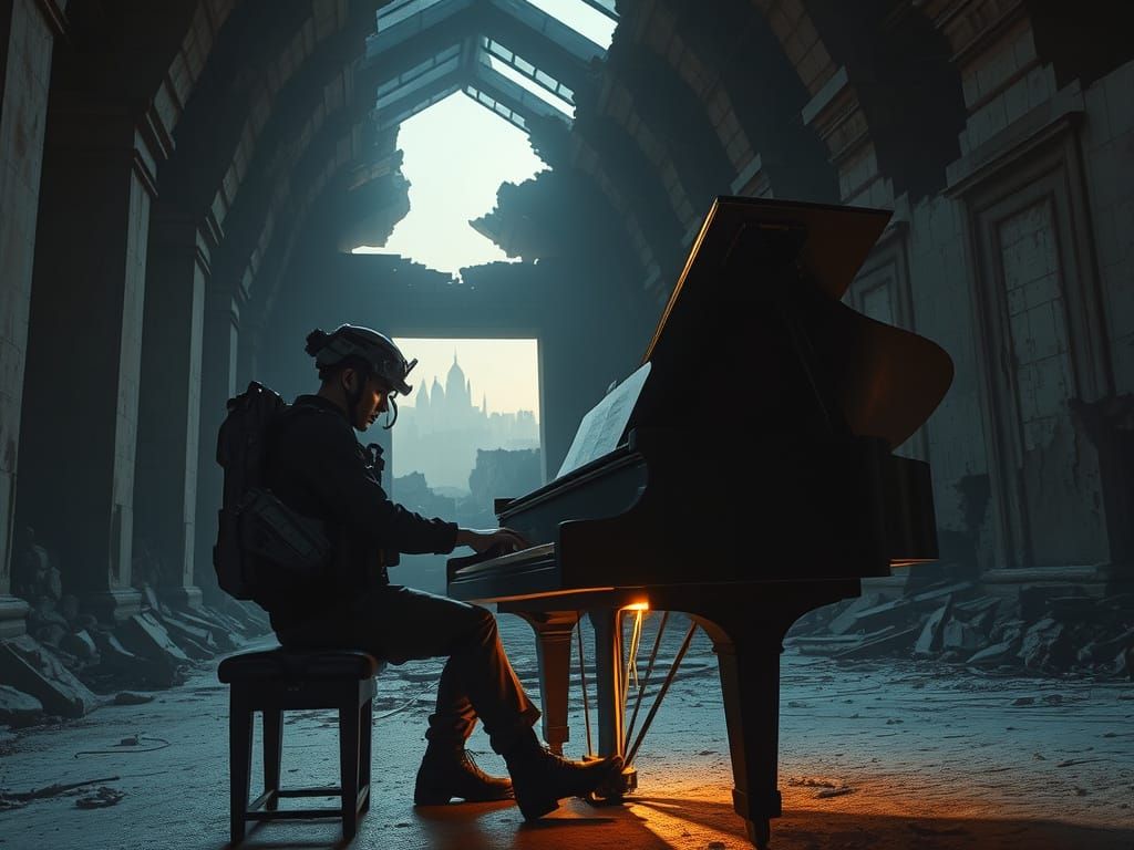 Ethereal Nighttime Concert in a Ruined Temple Cathedral