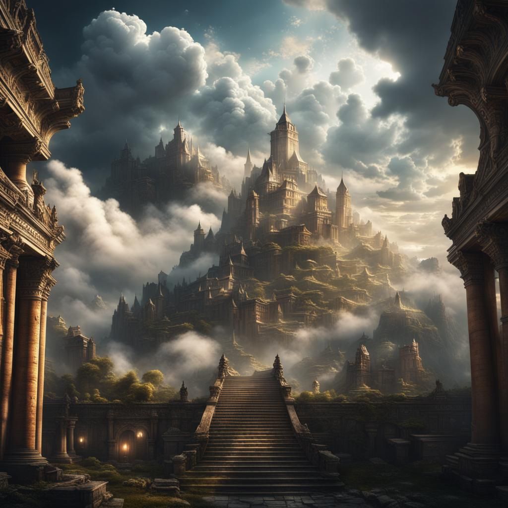 Epic Ancient City in the Clouds: Digital Matte Painting