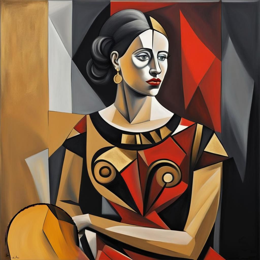 Picasso-esque Face in Circle, Photorealistic Fine Art