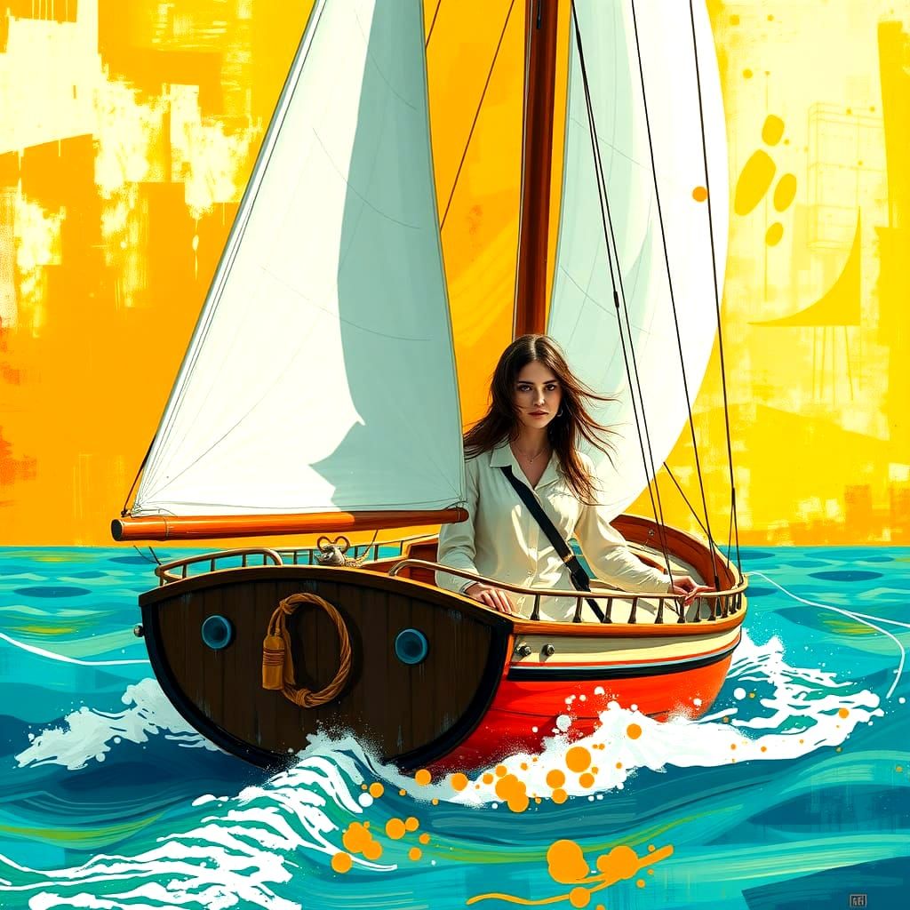 Abstract Sailing Art in Complementary Colors