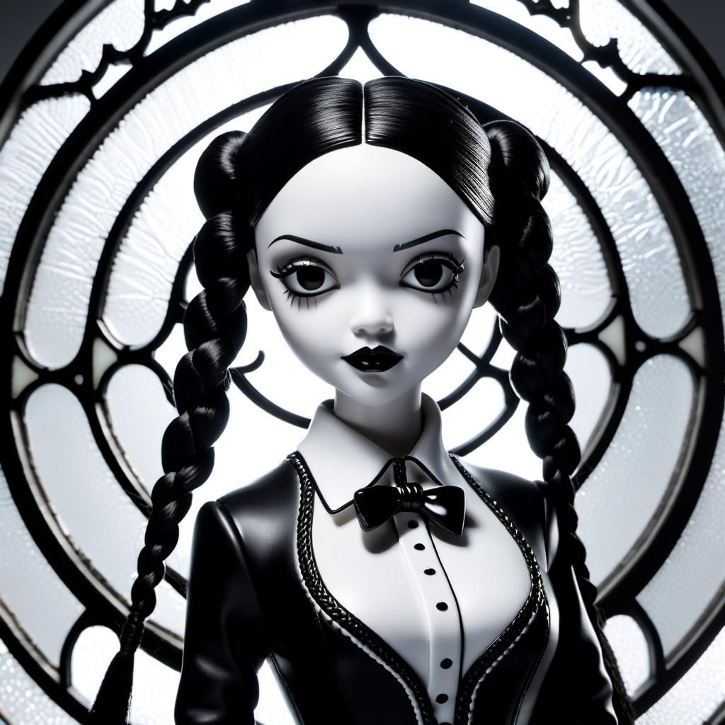 Wednesday Addams Bobblehead Figurine in Charcoal Style