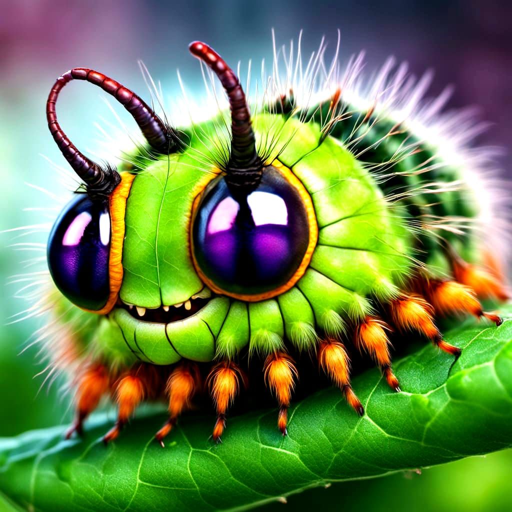 Macro Image of a Caterpillar Face