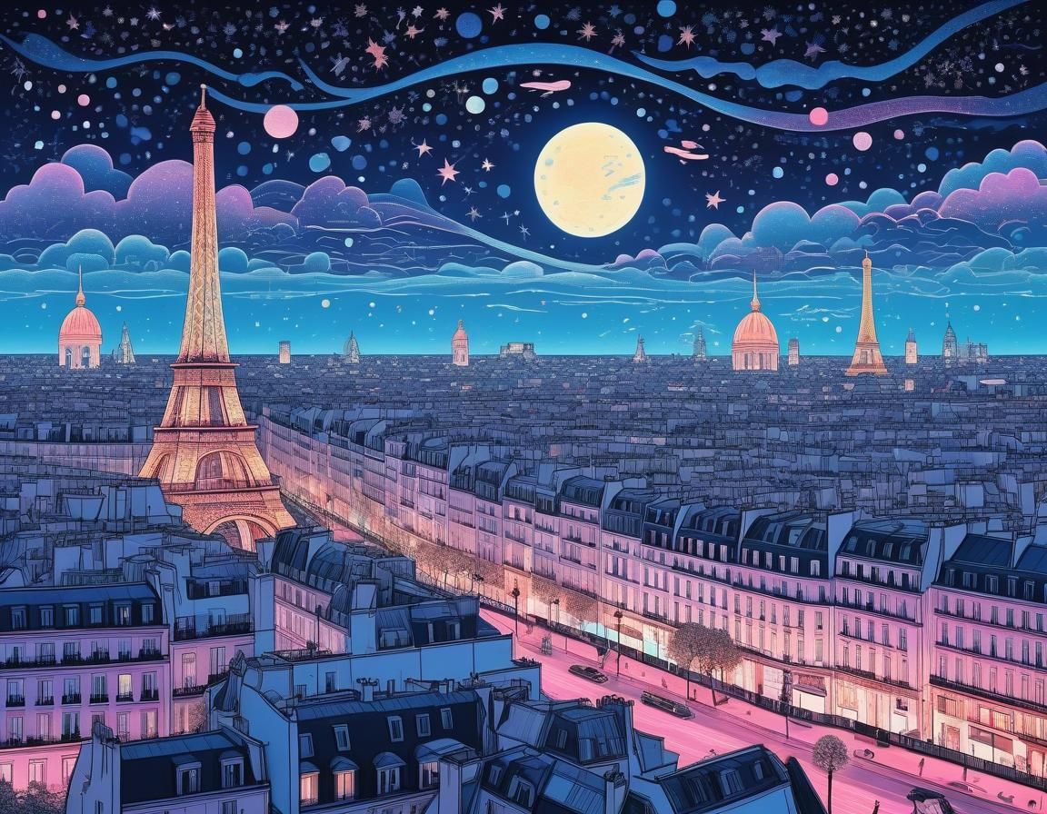 Elegant and Romantic Paris Illustration in Minimalist Style