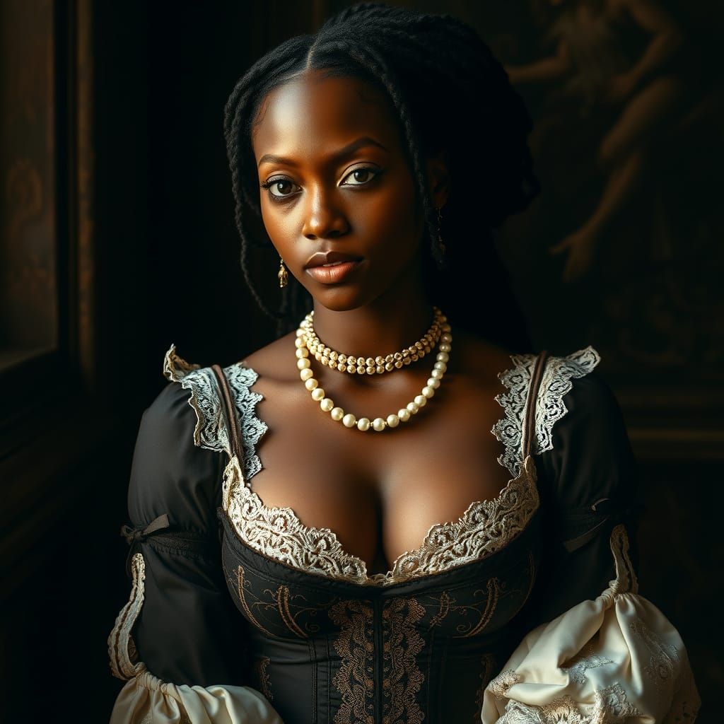 Renaissance Noblewoman in Elegant Embroidered Undress