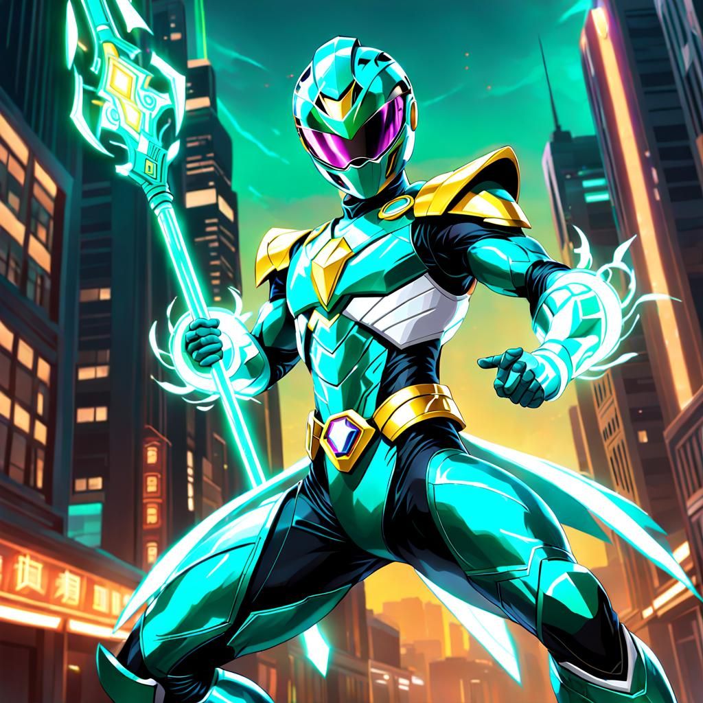 Teal Power Ranger with High-Tech Staff