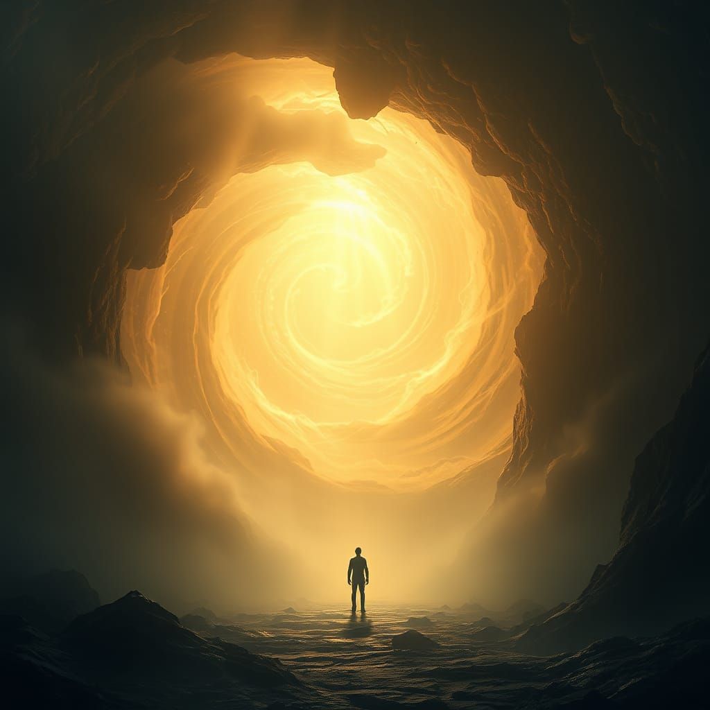 Threshold of Infinity: Hyperrealistic Vortex of Light