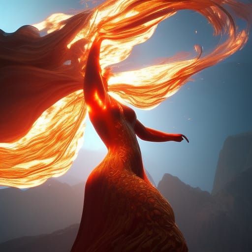 Fiery Portrait in Hyperrealistic Style