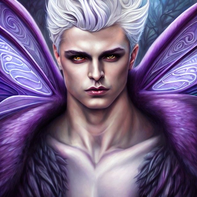 Bat-Winged Fairy God Portrait in Matte Painting Style