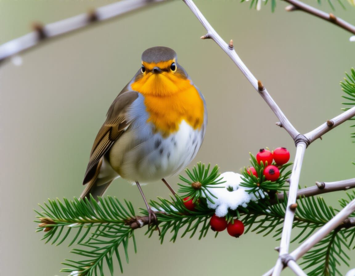 Proud Robin Perched on a Branch