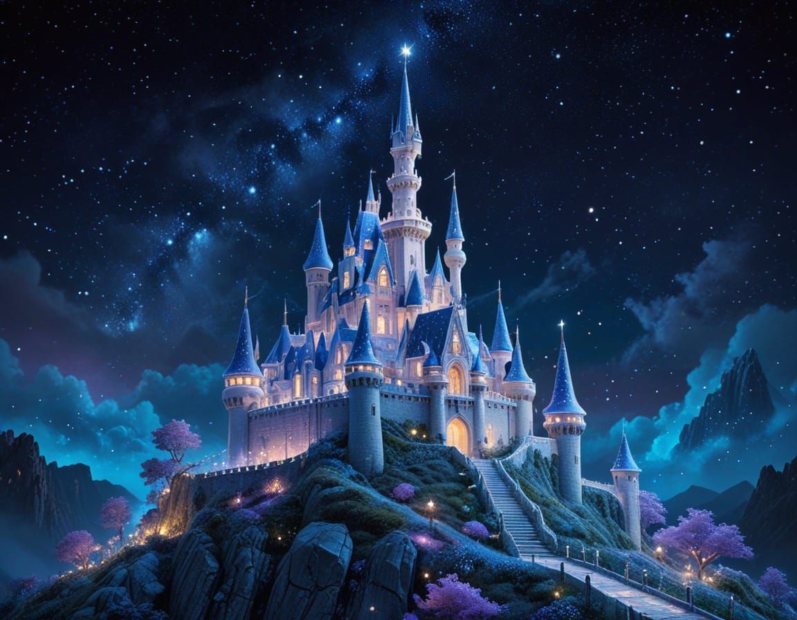 Enchanted Knitted Castle Under the Starry Night