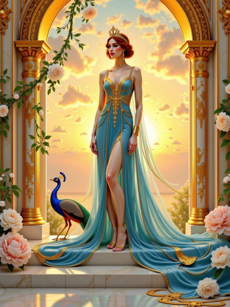 Ancient Goddess in Art Nouveau Splendor