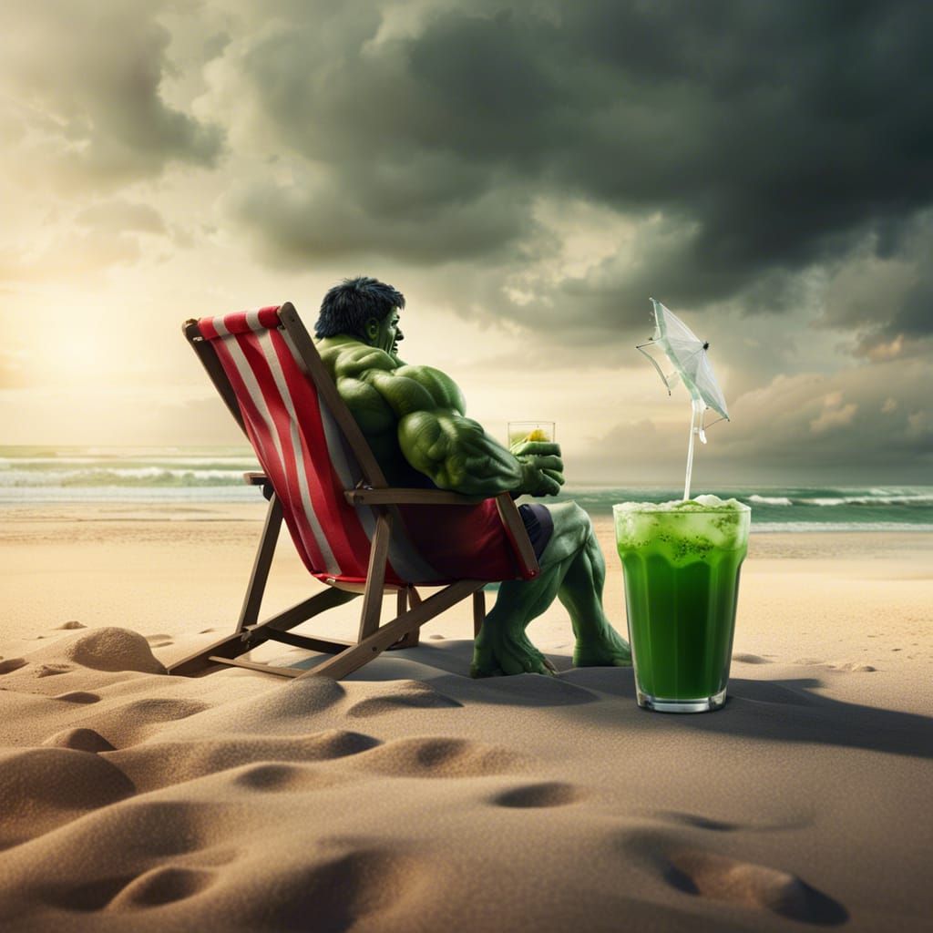 Incredible Hulk on Vacation: Cinematic Digital Painting