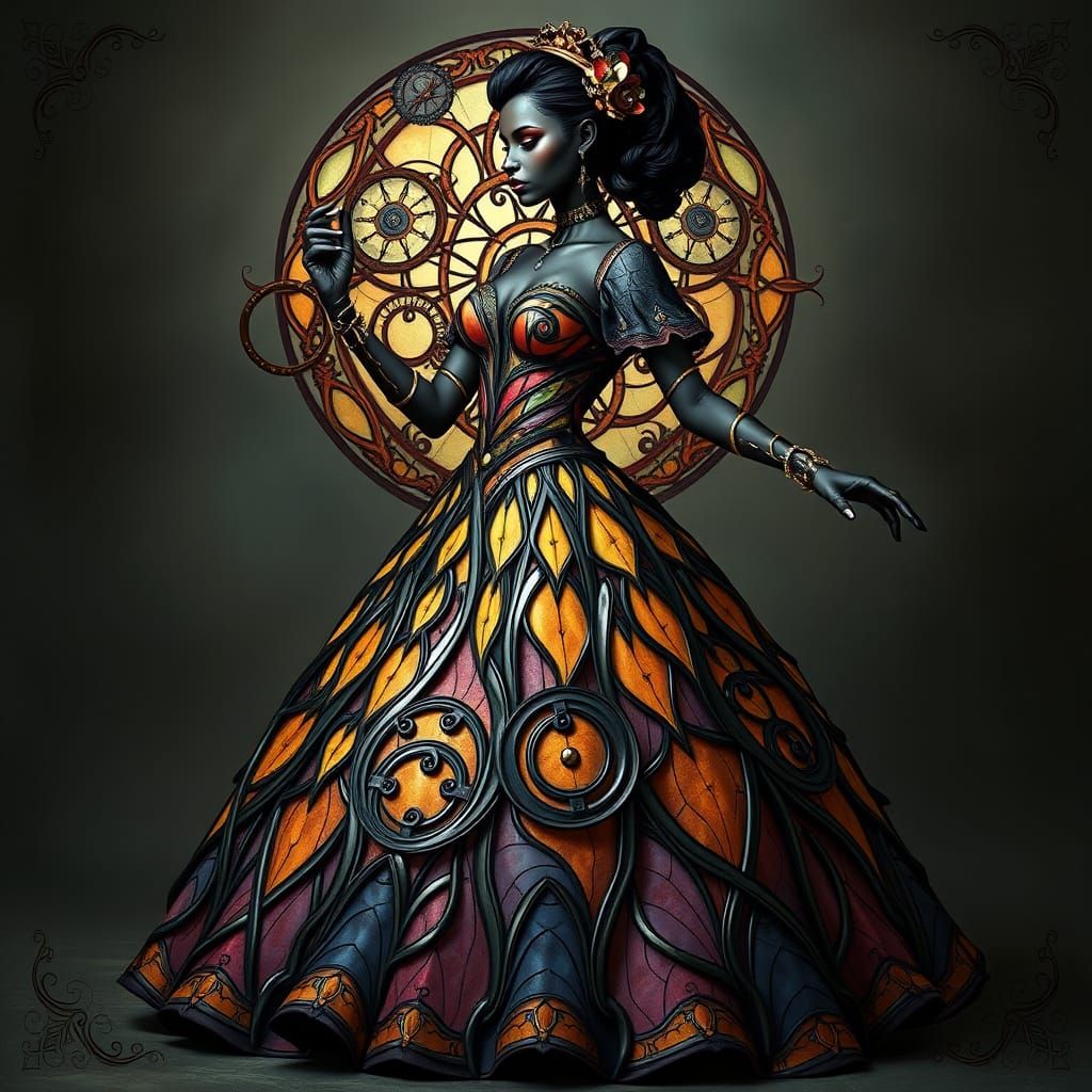Steampunk Cinderella in Stained Glass Ballgown