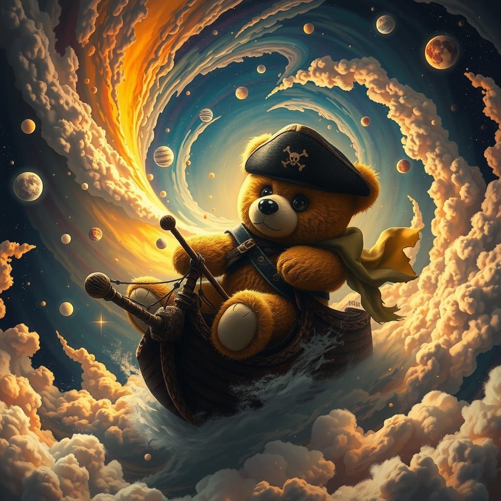 Teddy Bear Pirate in Colorful Universe