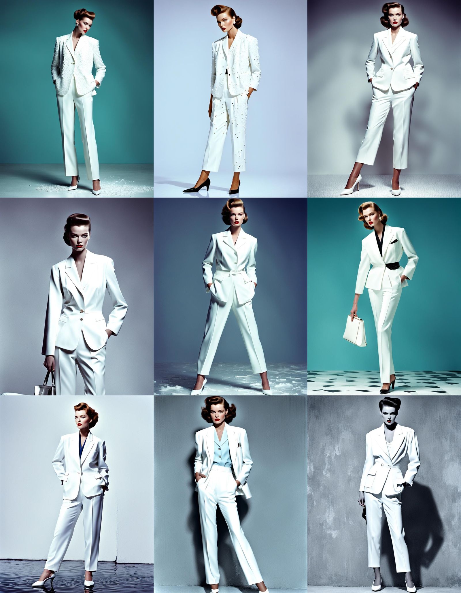 1950s Fashion: Woman in White Suit, Impressionism