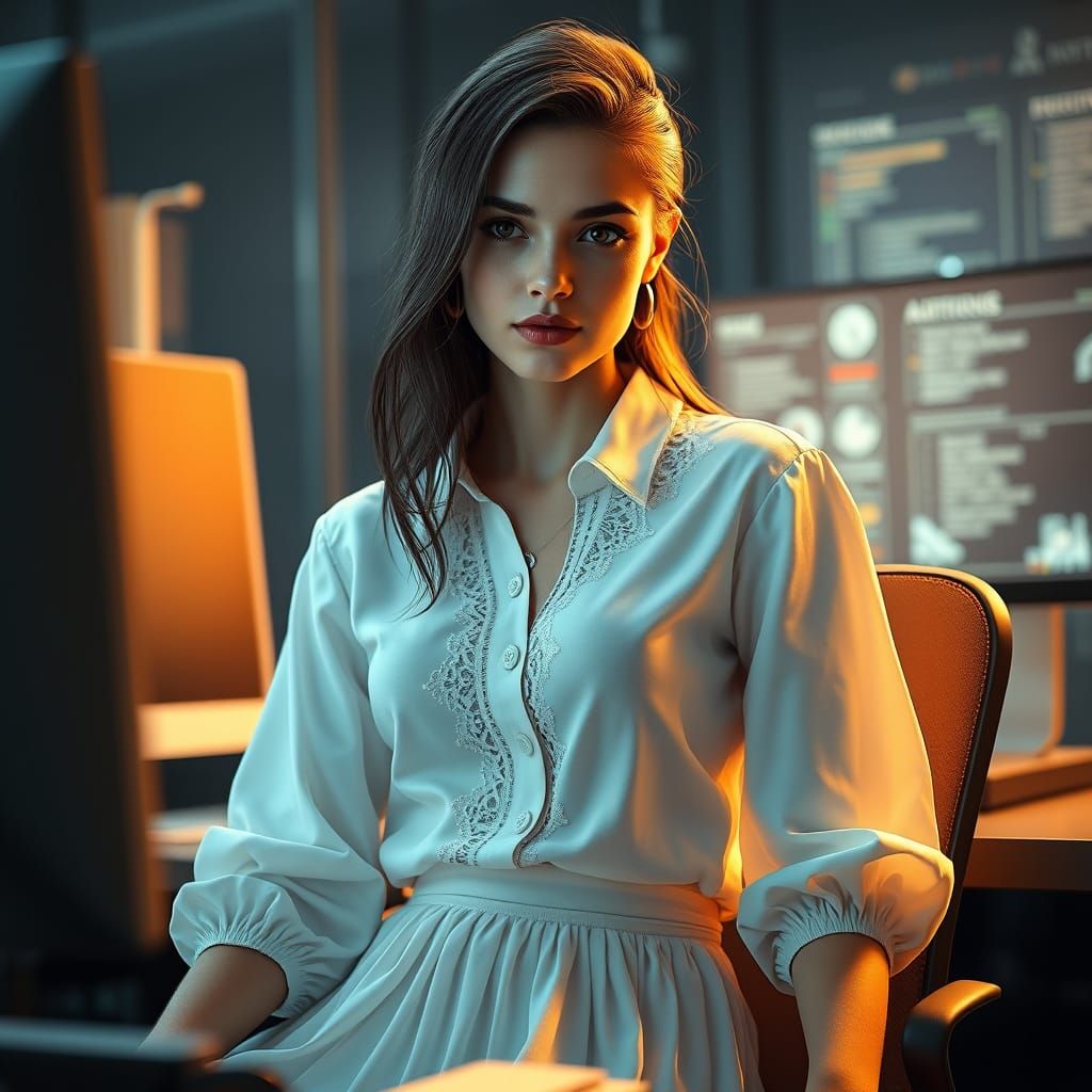 Enigmatic Cyberpunk Secretary