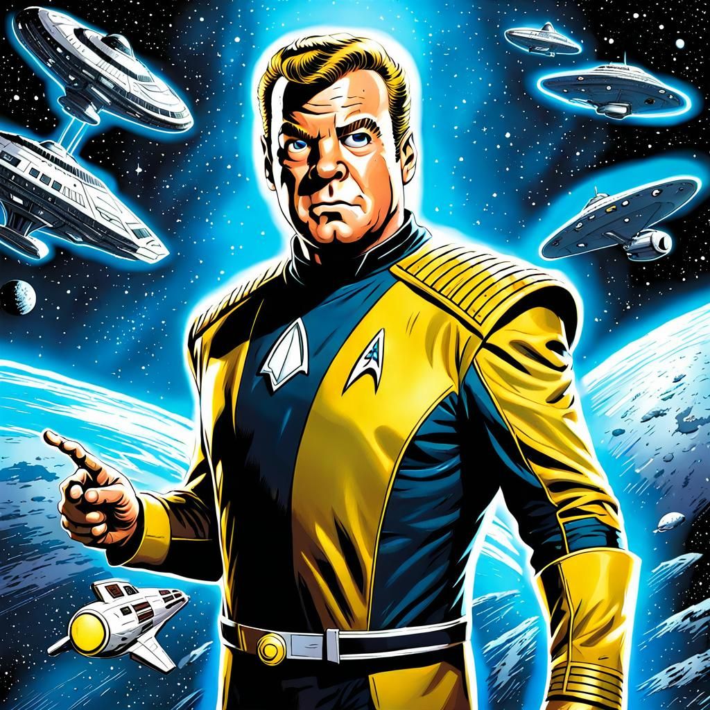 SpongeBob as Captain Kirk in Comic Book Art