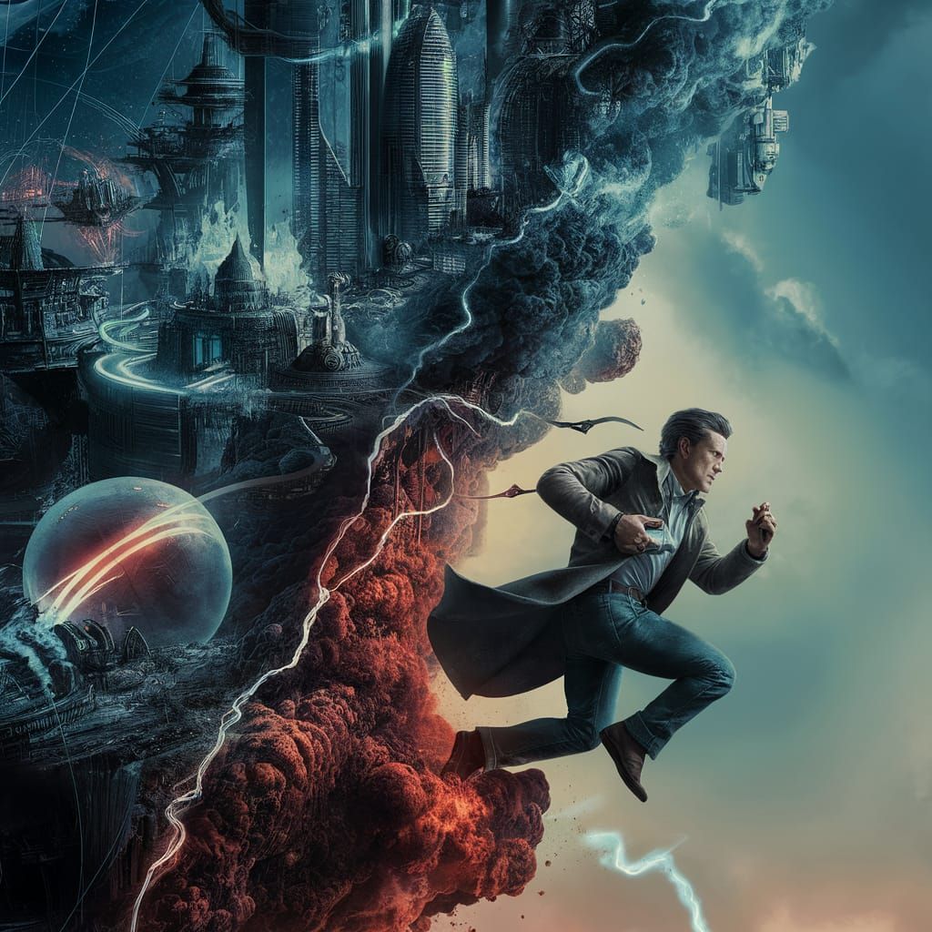 Dystopian City Escape: A Sci-Fi Movie Poster