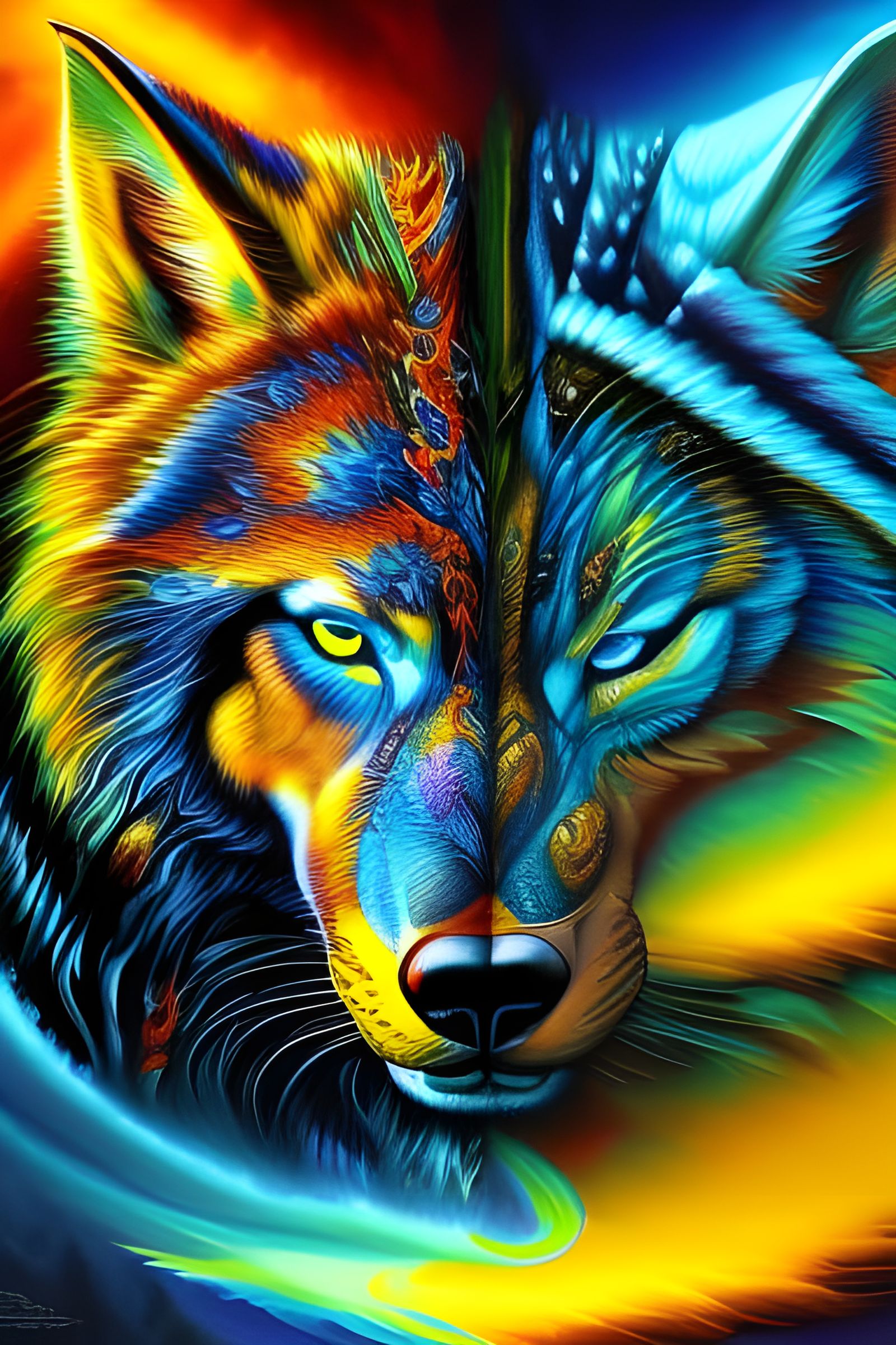 Intergalactic Space Wolf Portrait in Detailed Fantasycore St...