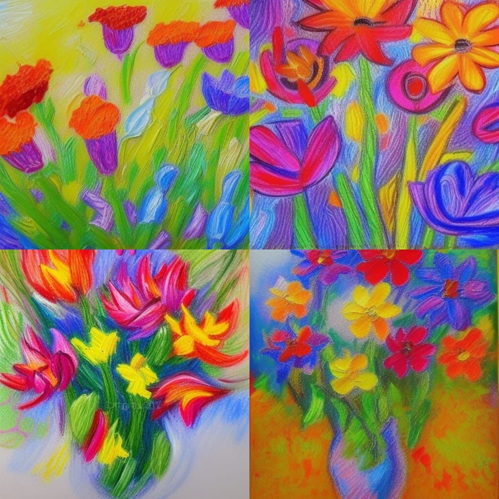 Flowers in Expressionist Neo-Impressionism Style