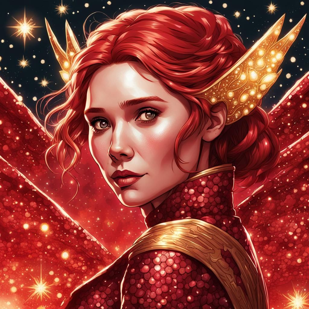 Ruby Dragon Fairy: Elizabeth Olsen in Comic Book Style