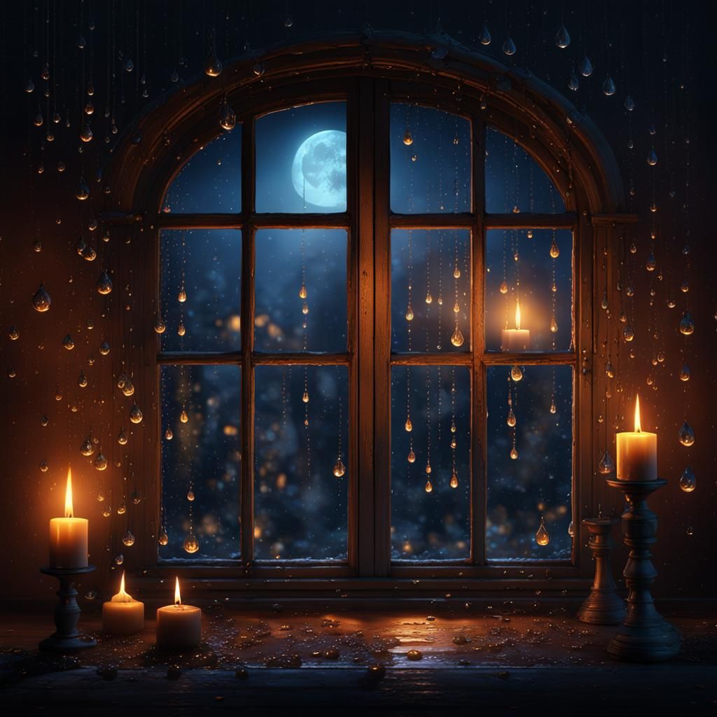 Candlelight Water Droplets: Detailed Matte Painting