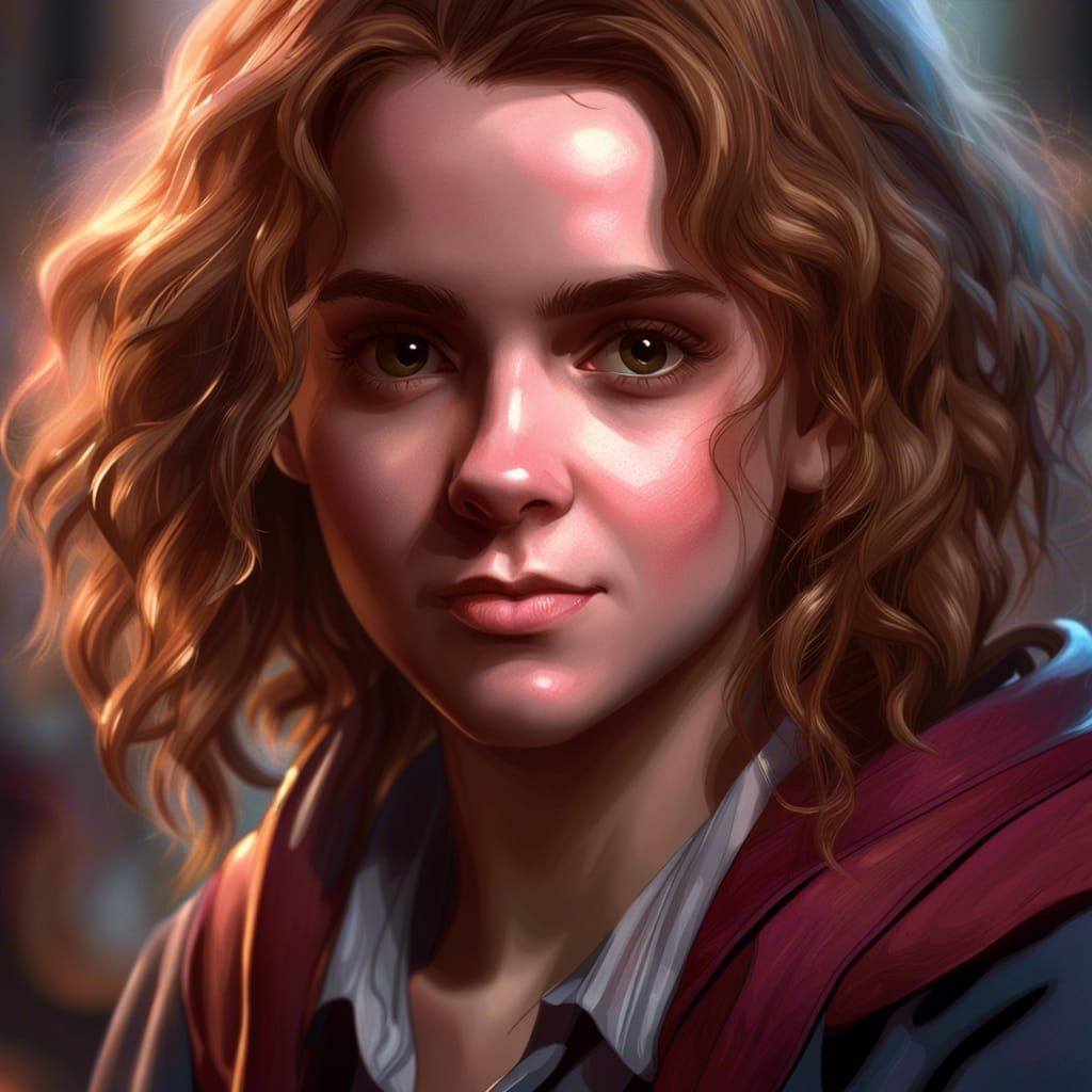 Hermione Granger Portrait in Hyperdetailed Art Style