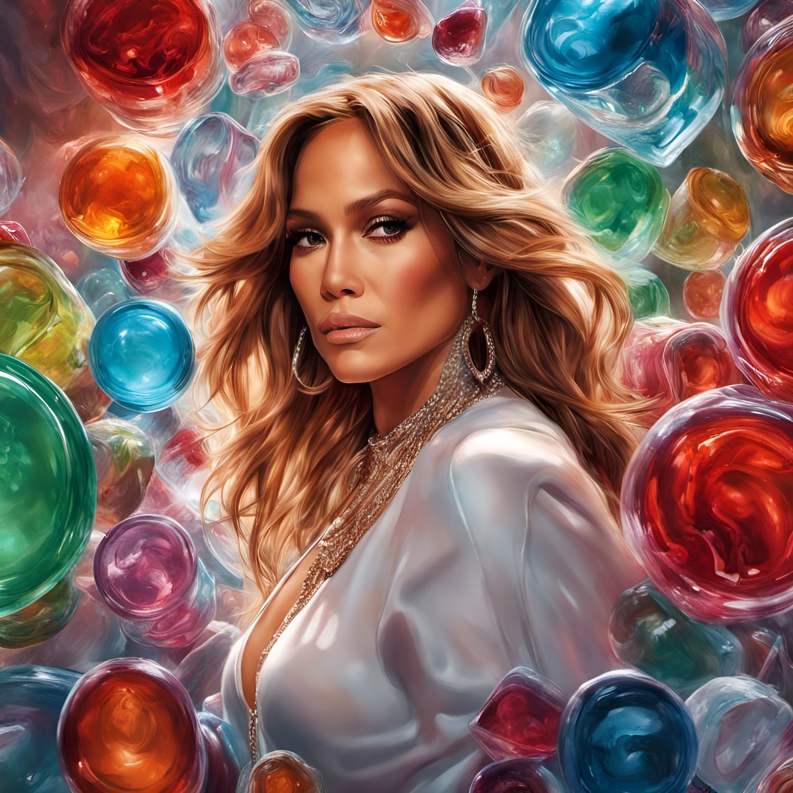 Jennifer Lopez Portrait with Jello in Digital Art