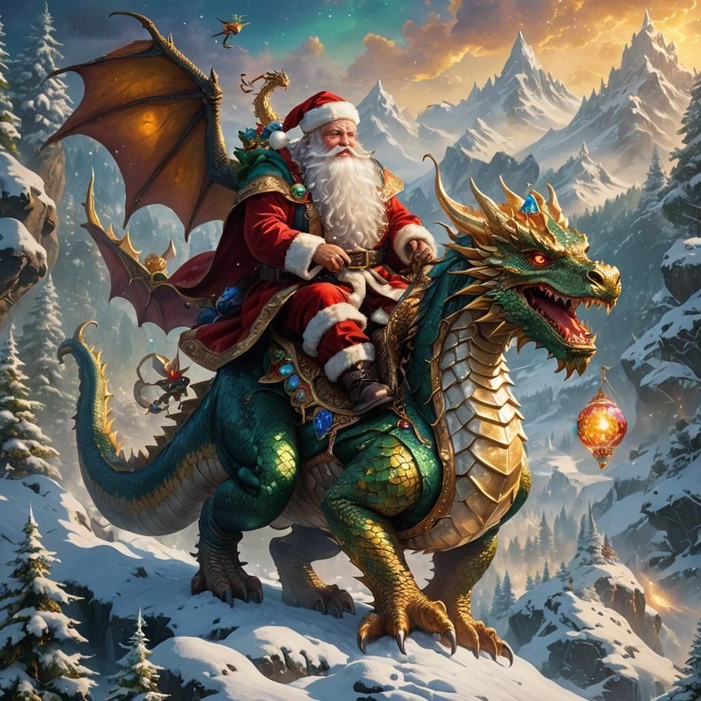 Santa Claus Rides a Bejeweled Dragon, D&D Style