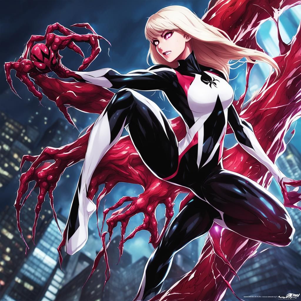 Carnage as Spider-Gwen in Anime Style
