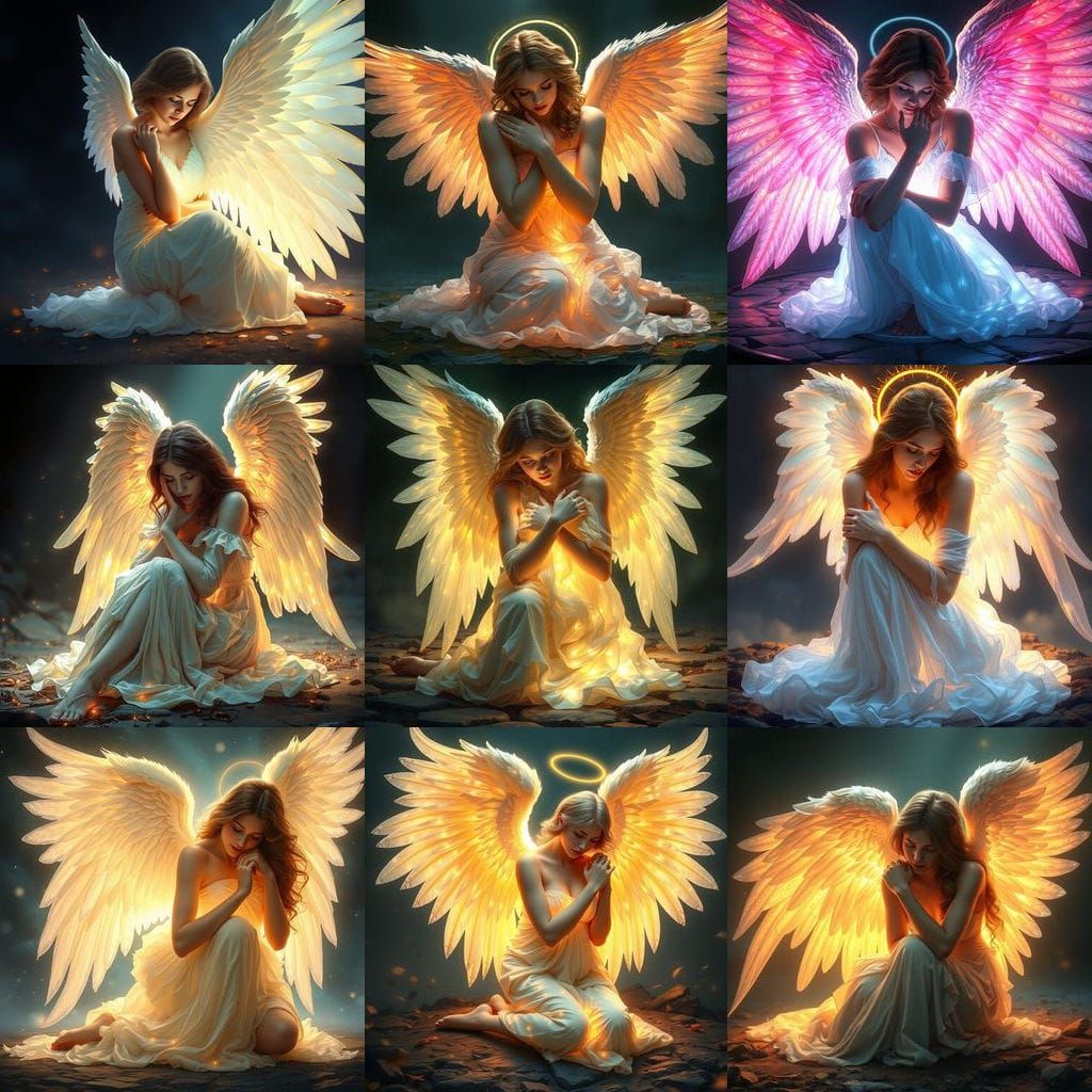 Luminous Angel in Art Nouveau Style, Digital Painting