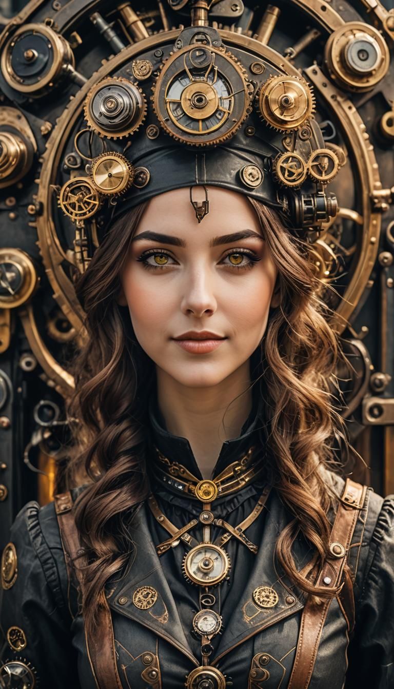 Adorable Steampunk Girl with Yellow Eyes Photography